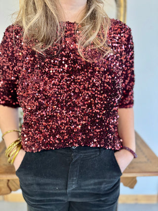 T-shirt à sequin Josephine • Bordeaux