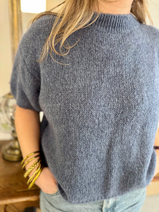 Pull manches courtes Clara • Bleu jean