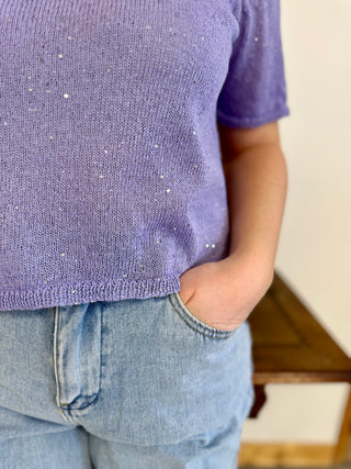 Gaël short sleeve sweater • Lilac