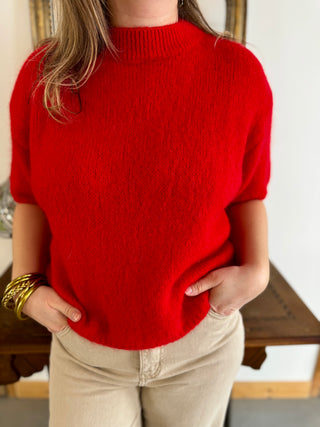 Clara short sleeve sweater • Red