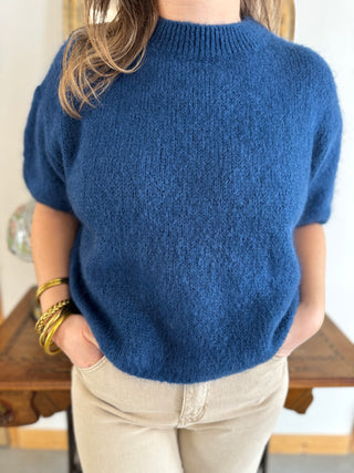 Clara short-sleeved sweater • Midnight blue