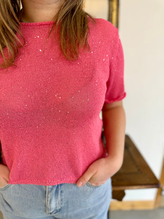 Pull manches courtes Gaël • Rose