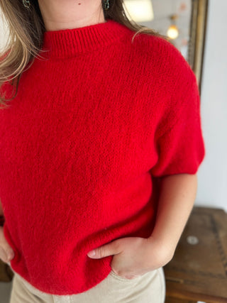 Clara short sleeve sweater • Red