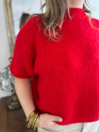 Clara short sleeve sweater • Red