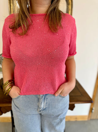 Pull manches courtes Gaël • Rose