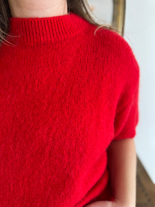 Clara short sleeve sweater • Red