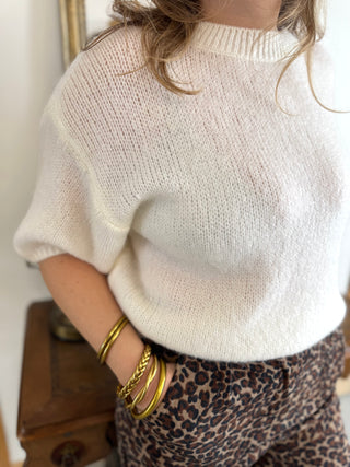 Pull manches courtes Clara • Blanc