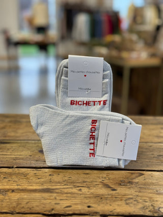 Bichette sock 🧦 Ecru &amp; red