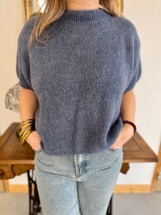 Pull manches courtes Clara • Bleu jean