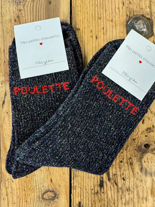 Chaussette Poulette 🧦 Noir & Rouge