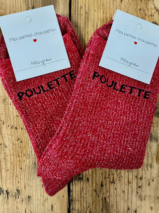 Chaussette Poulette 🧦 Rouge & noir