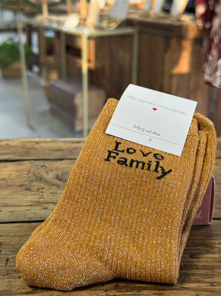 Love family sock 🧦 Mustard &amp; Black