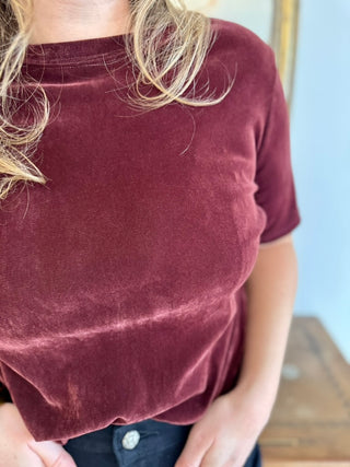 T-shirt velours Celine • Bordeaux