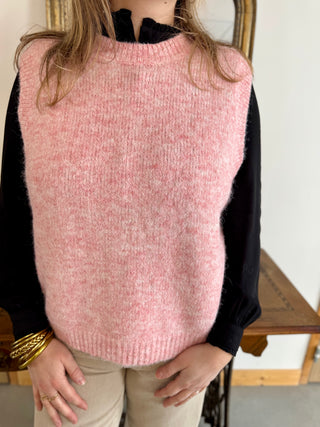 Pull s/ manches Manon • Rose chiné