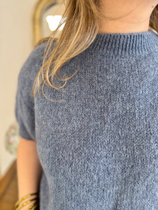 Pull manches courtes Clara • Bleu jean