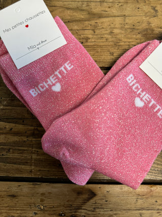 Chaussette Bichette 🧦 Rose & blanche