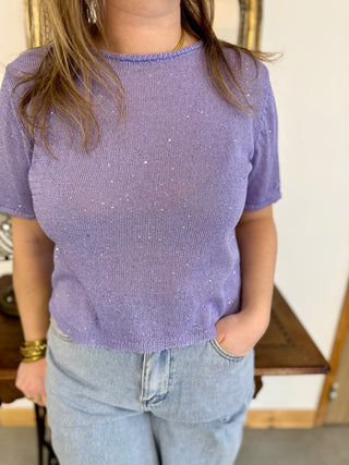 Gaël short sleeve sweater • Lilac